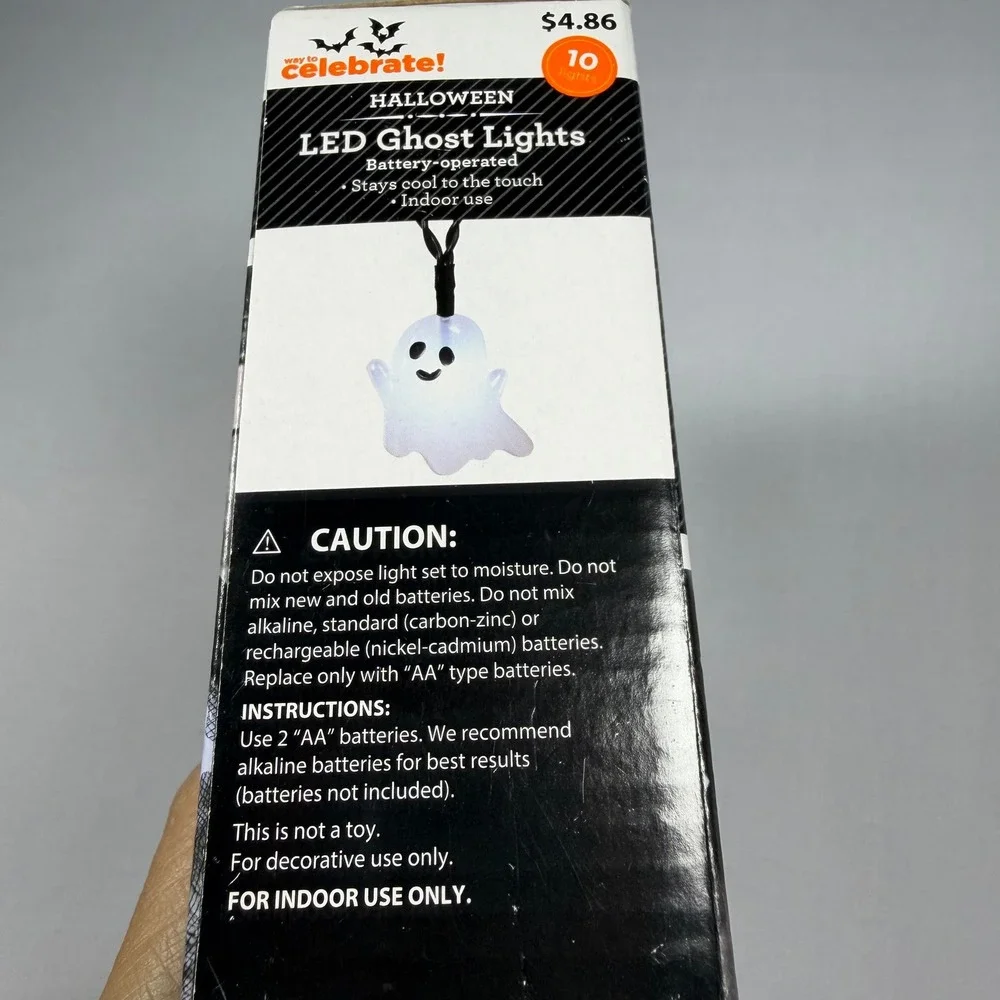 Celebrate Halloween LED Ghost Lights Battery Operated 10 Count Cool White NIB